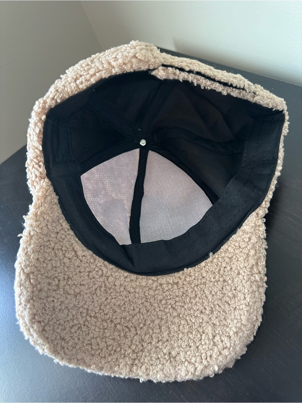 Cozy Sherpa Baseball Cap in Beige - Picture 3 of 3
